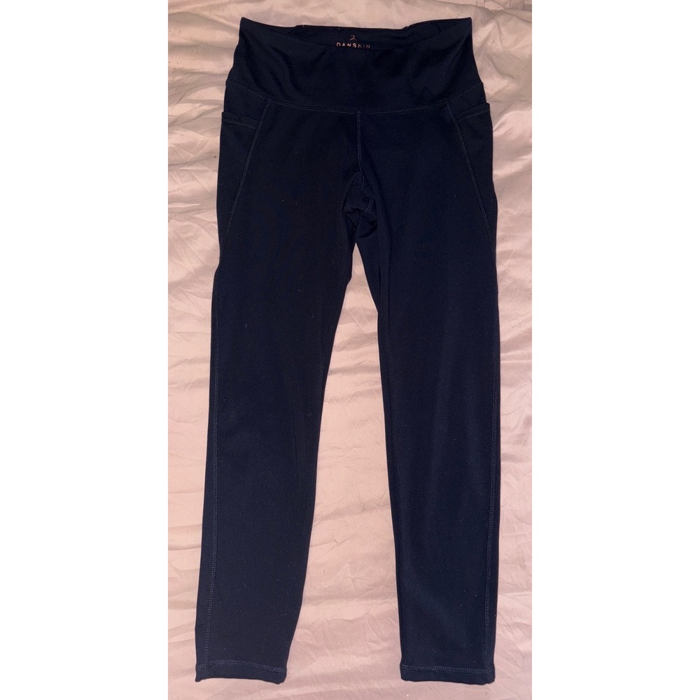 Danskin Navy Blue Activewear‎ Ankle Crop Leggings w/ Pockets, Small